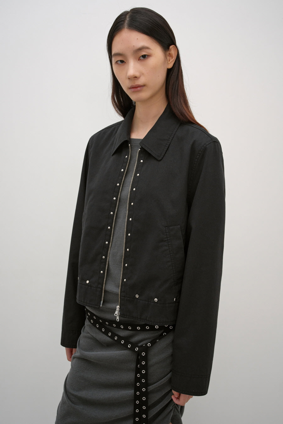 Insilence - Cotton Stud Jacket (Black) product image 5 | TRAB K-Fashion Australia