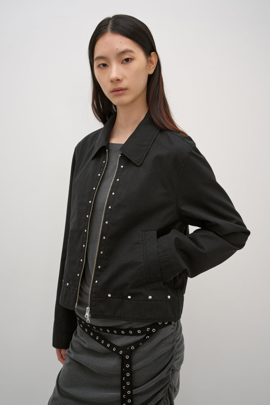 Insilence - Cotton Stud Jacket (Black) product image 2 | TRAB K-Fashion Australia