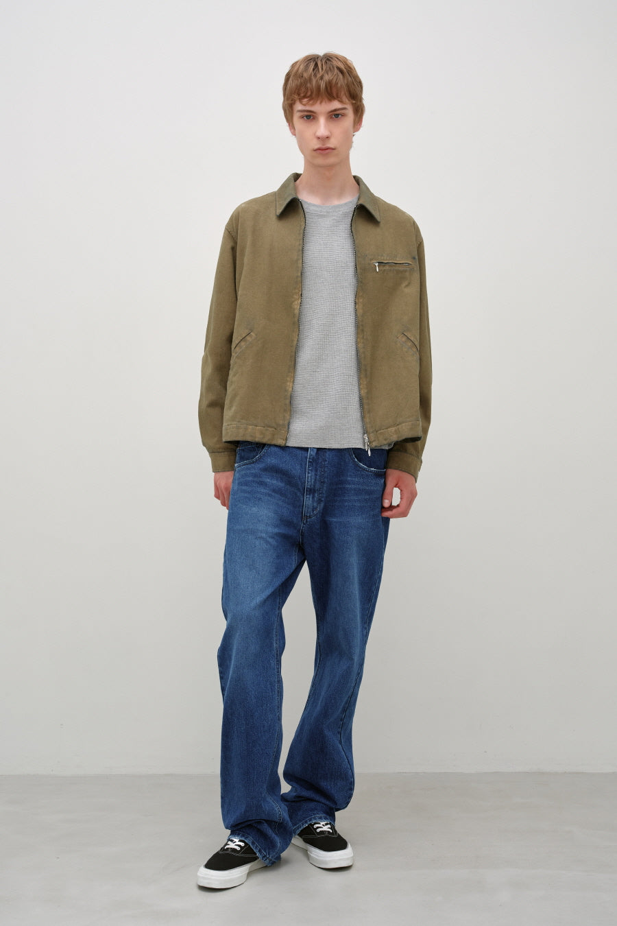 Insilence - Vintage Denim Suede Jacket (Beige) product image 3 | TRAB K-Fashion Australia