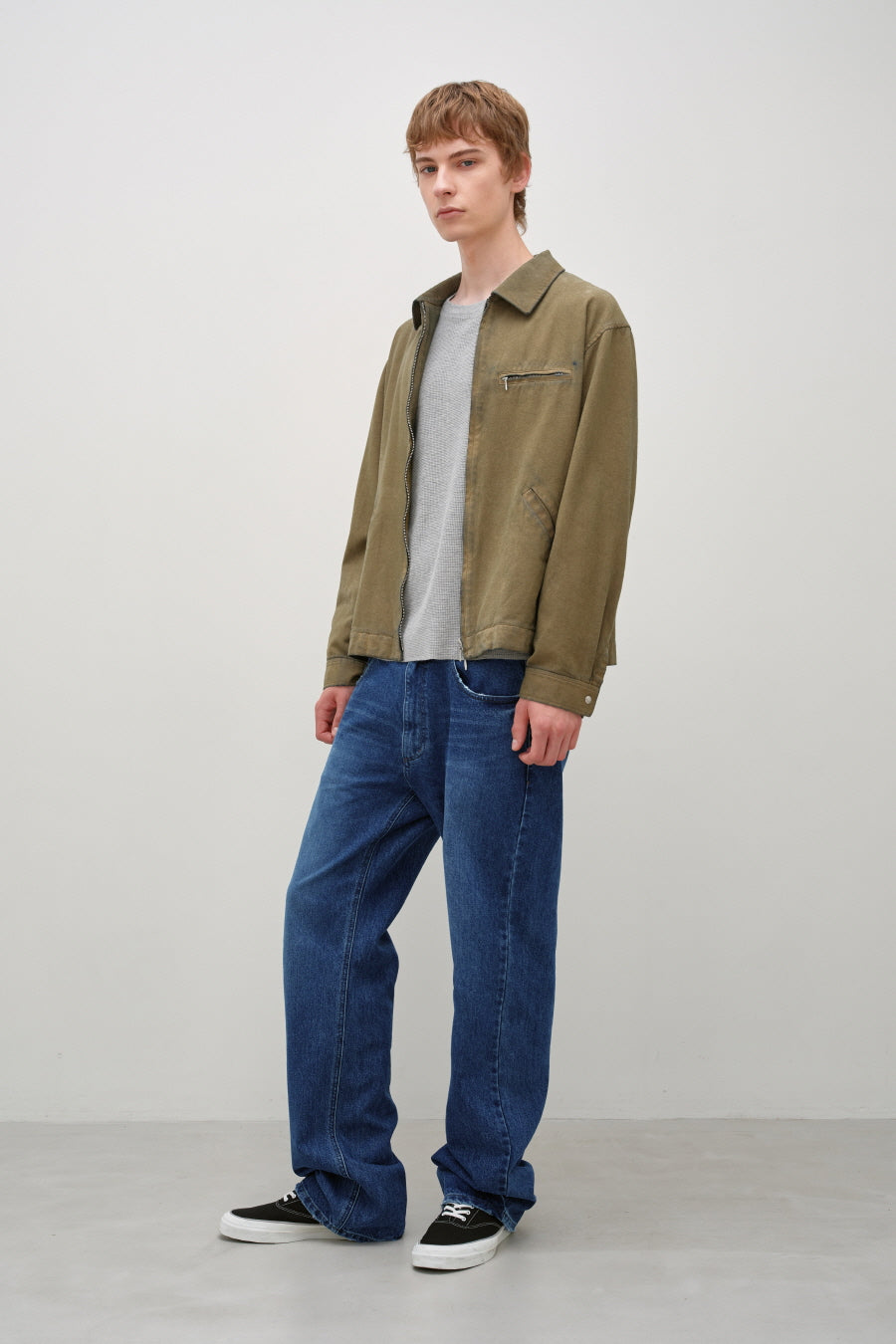 Insilence - Vintage Denim Suede Jacket (Beige) product image 4 | TRAB K-Fashion Australia