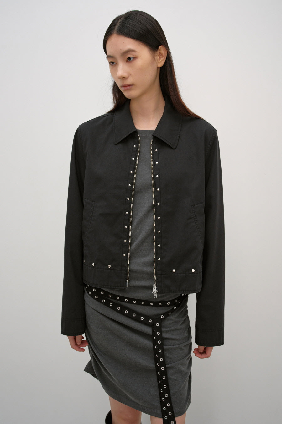 Insilence - Cotton Stud Jacket (Black) product image 1 | TRAB K-Fashion Australia