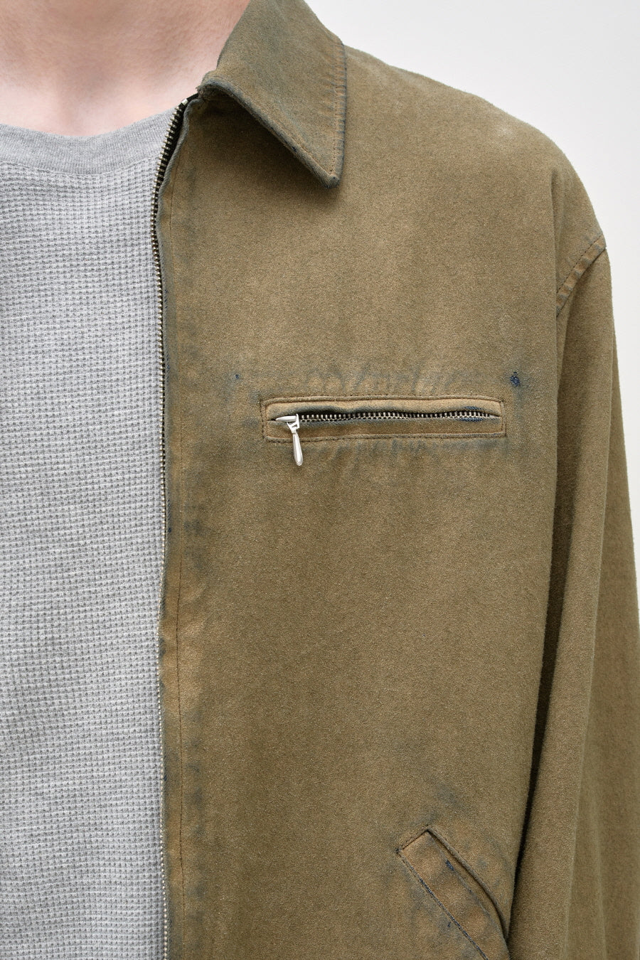 Insilence - Vintage Denim Suede Jacket (Beige) product image 5 | TRAB K-Fashion Australia