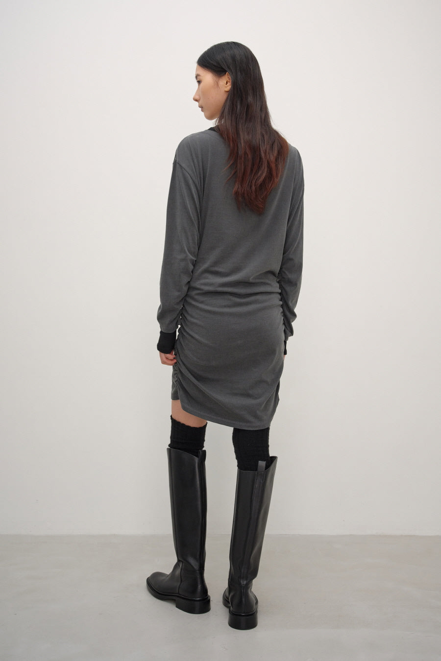 Insilence - Belted Jersey Dress (Charcoal) product image 5 | TRAB K-Fashion Australia