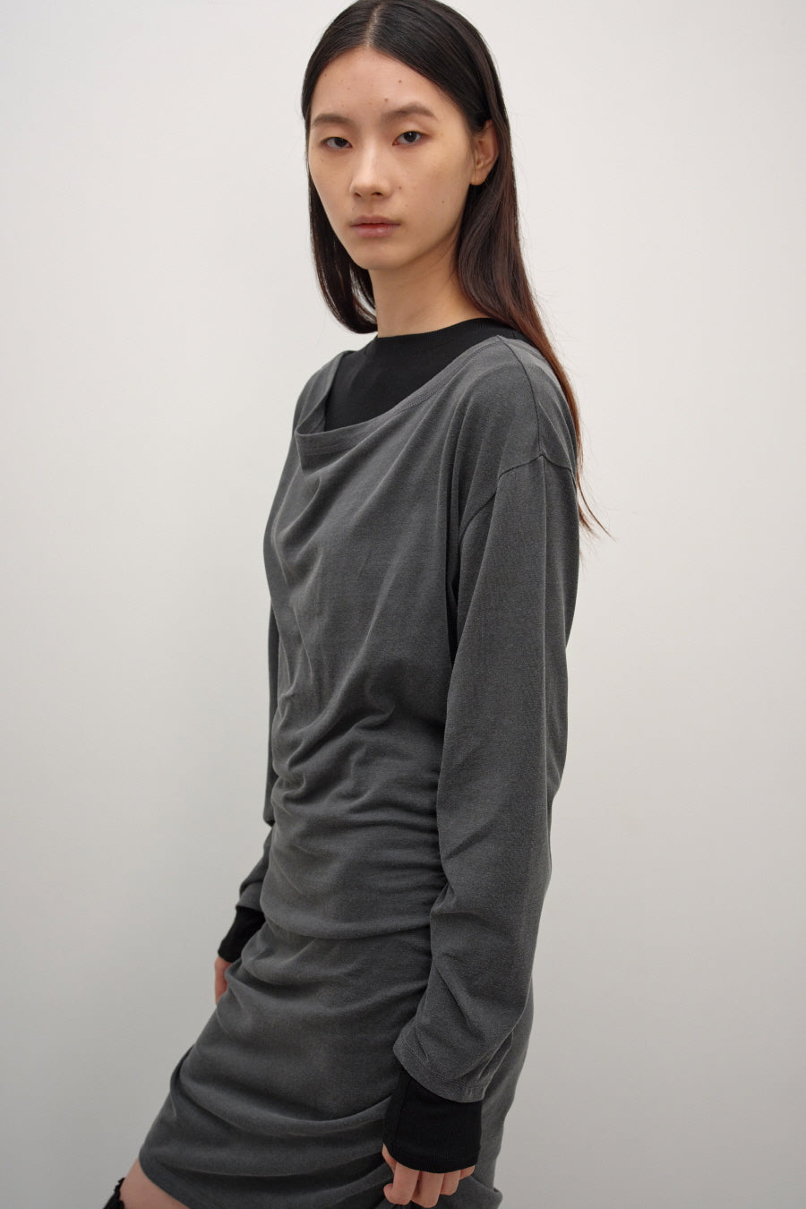 Insilence - Belted Jersey Dress (Charcoal) product image 3 | TRAB K-Fashion Australia