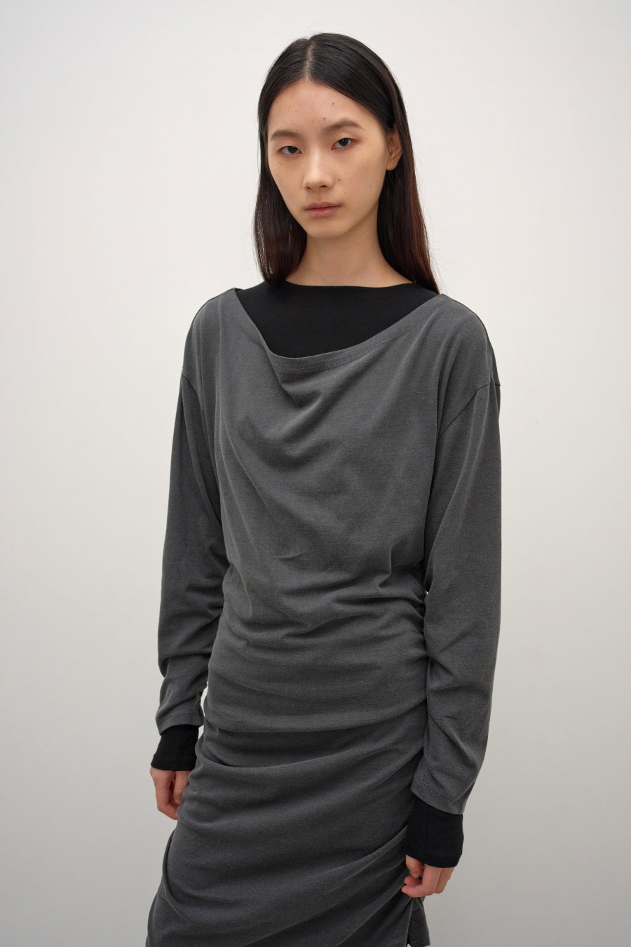 Insilence - Belted Jersey Dress (Charcoal) product image 2 | TRAB K-Fashion Australia