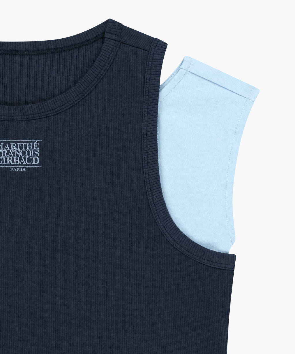 Marithe & Francois Girbaud - Small Classic Logo One Shoulder Layered Tee (Sky Blue) product image 15 | TRAB K-Fashion Australia