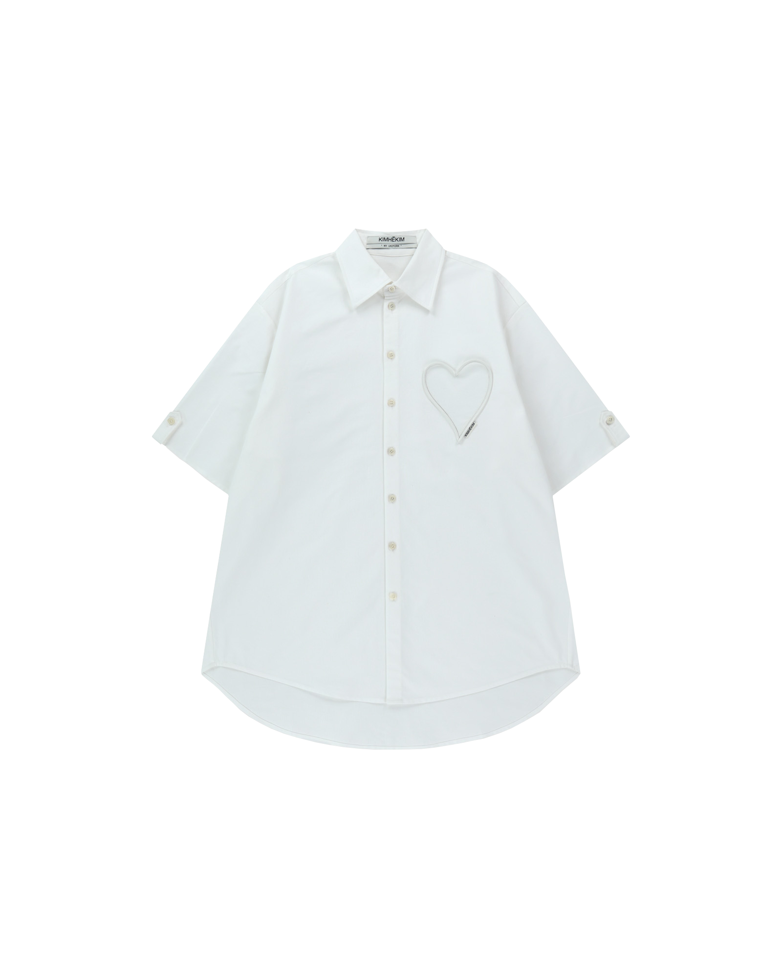 Kimhe Kim - Mesh Heart Pocket Shirt (White) product image 1 | TRAB K-Fashion Australia