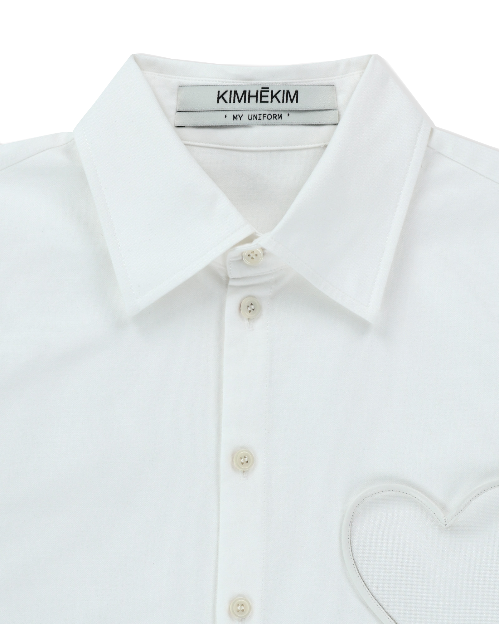 Kimhe Kim - Mesh Heart Pocket Shirt (White) product image 3 | TRAB K-Fashion Australia