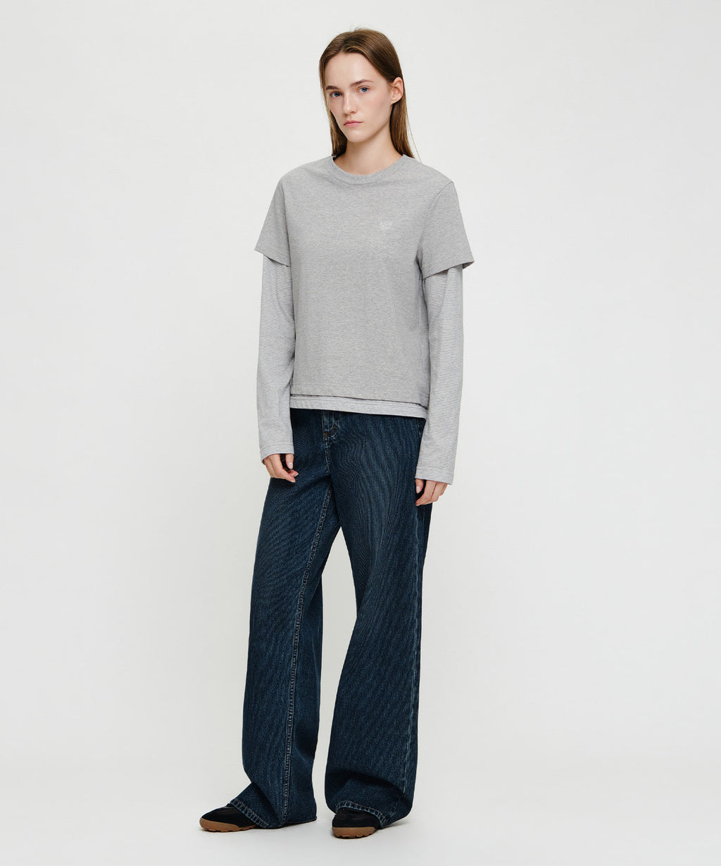Marithe & Francois Girbaud - [Pre-order – Ships 7 Oct] Semi-wide Stripe Denim Pants (Dark Blue) product image 4 | TRAB K-Fashion Australia