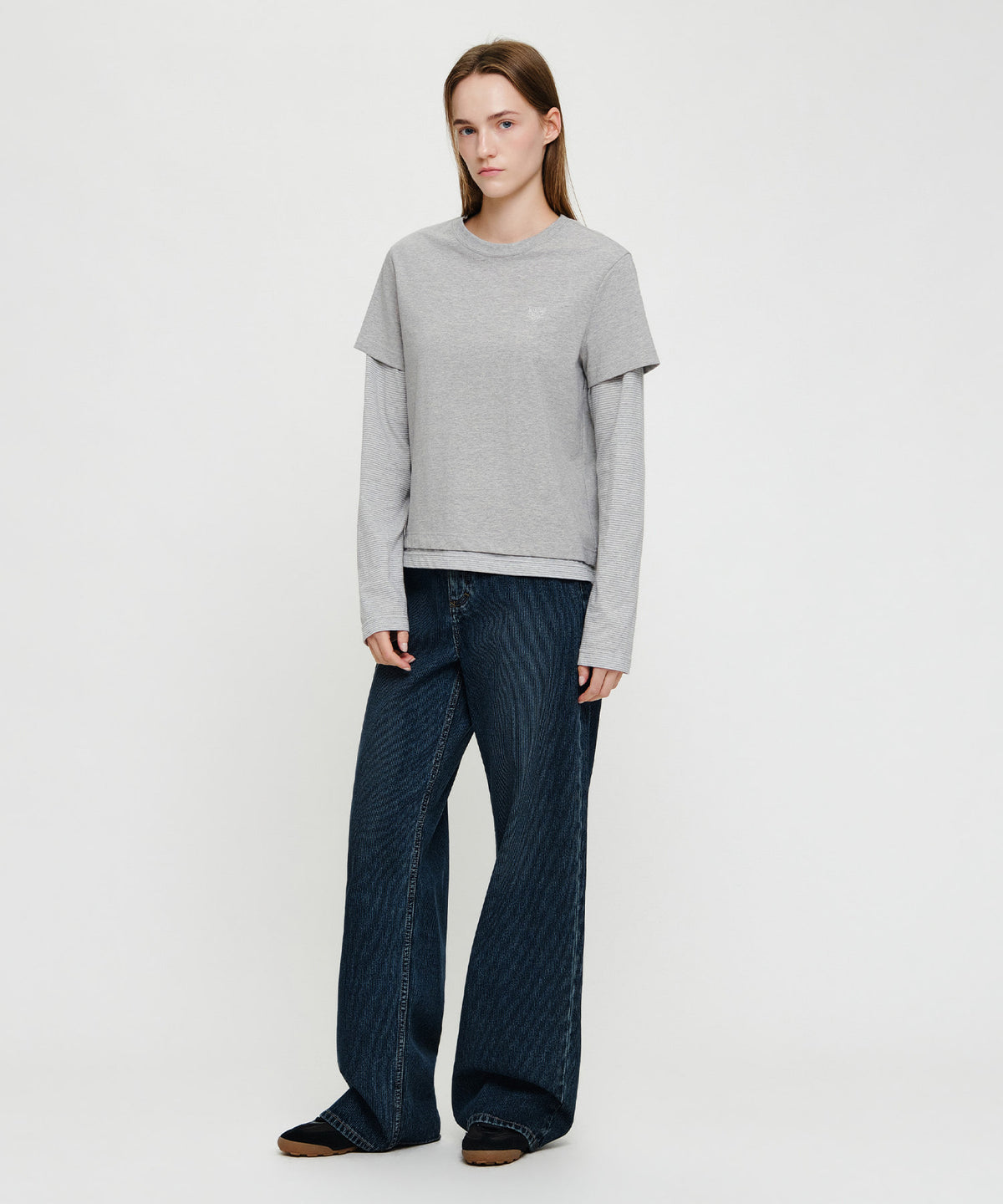 Marithe & Francois Girbaud - [Pre-order – Ships 7 Oct] Semi-wide Stripe Denim Pants (Dark Blue) product image 4 | TRAB K-Fashion Australia