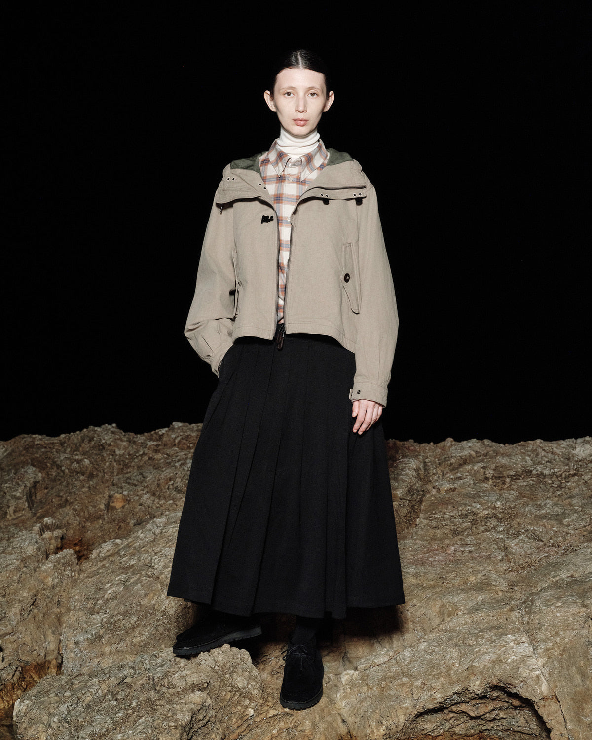 Eastlogue - Wanderer Pleated Skirt (Black Twill) product image 1 | TRAB K-Fashion Australia