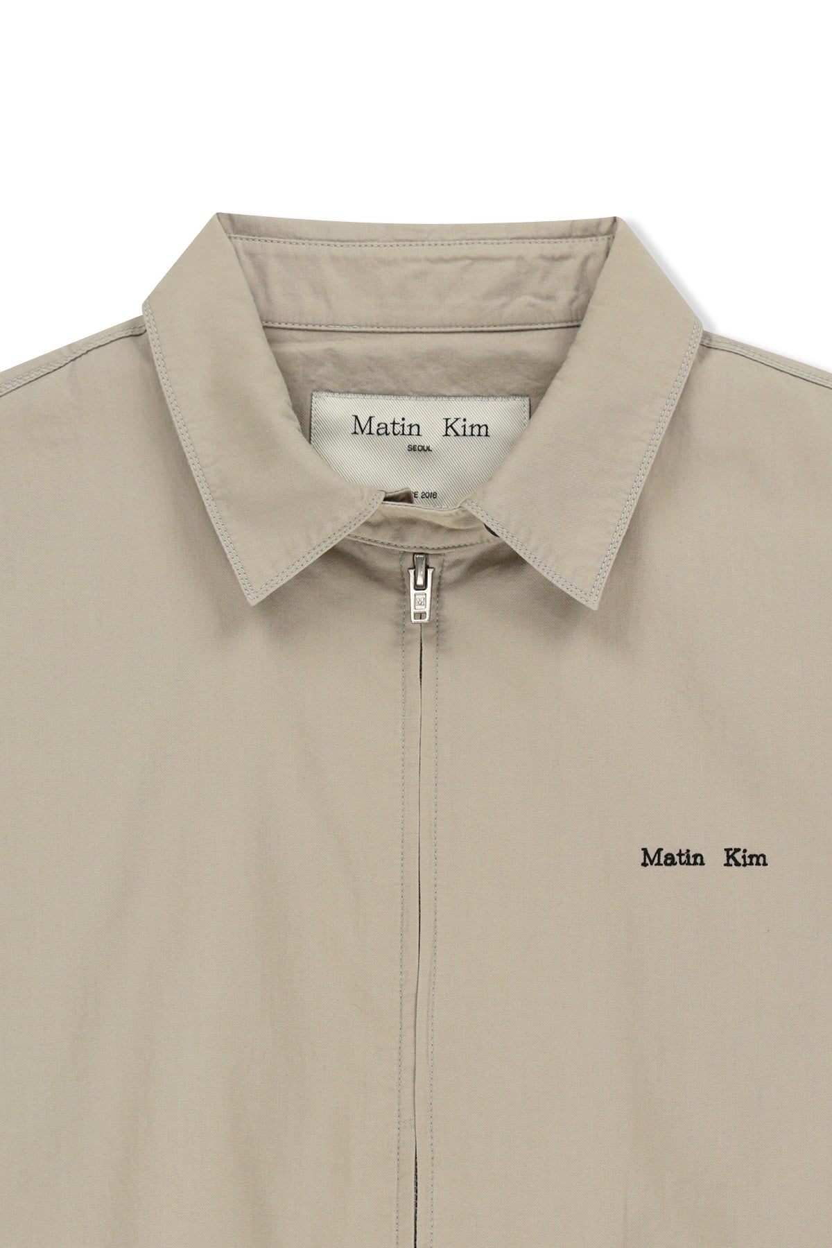 Matin Kim - Small Logo Cotton Zip Up Jumper (Light Beige) product image 3 | TRAB K-Fashion Australia