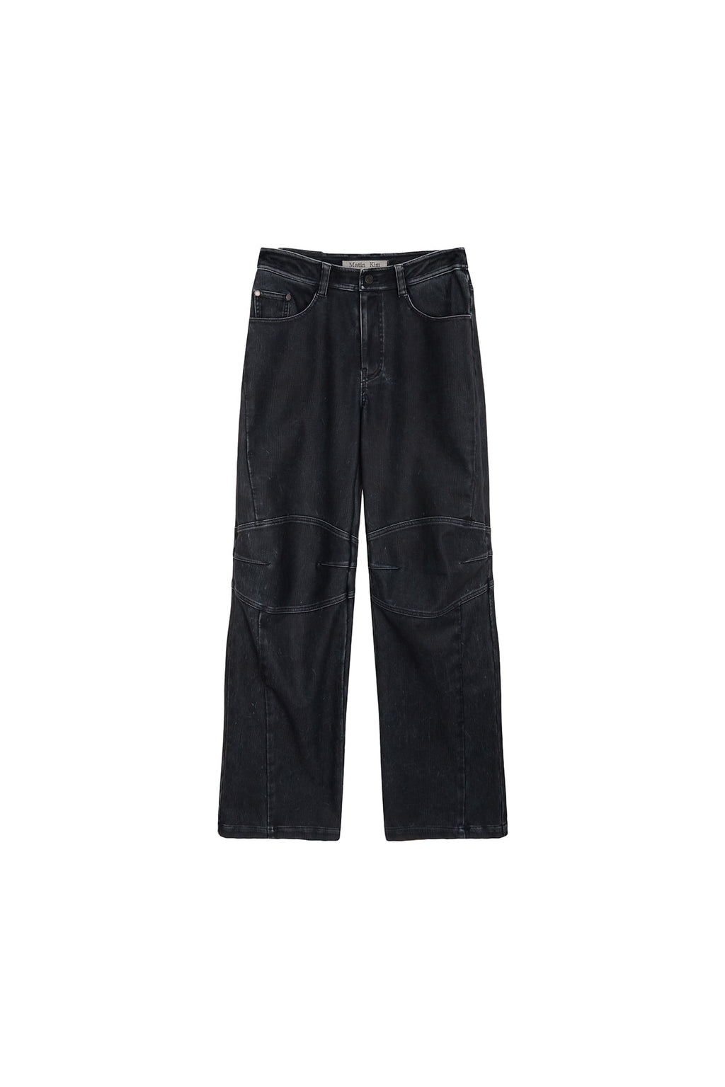 Matin Kim - Biker Detail Washed Leather Pants (Navy) product image 1 | TRAB K-Fashion Australia