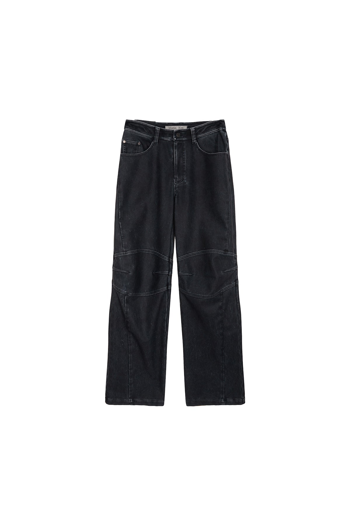 Matin Kim - Biker Detail Washed Leather Pants (Navy) product image 1 | TRAB K-Fashion Australia