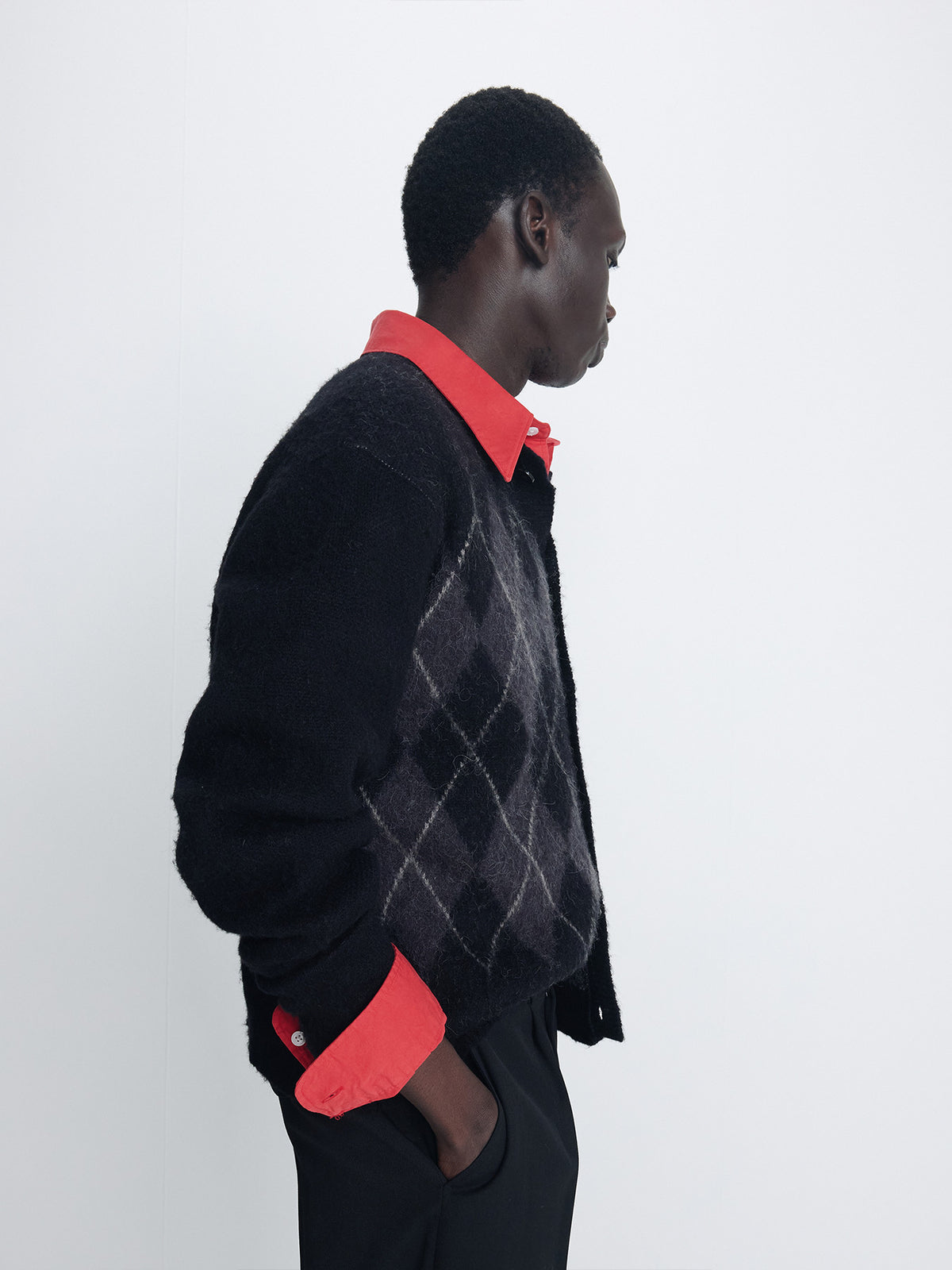 Tonywack - Brushed Argyle Cardigan (Black) product image 5 | TRAB K-Fashion Australia