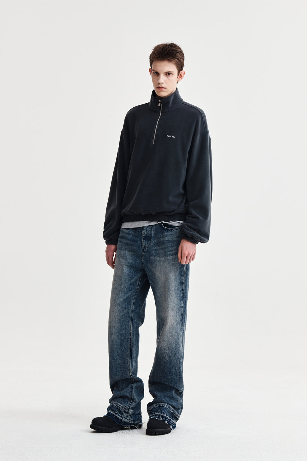 Matin Kim - Sherpa Fleece Half Zip Up Top (Charcoal) product image 13 | TRAB K-Fashion Australia