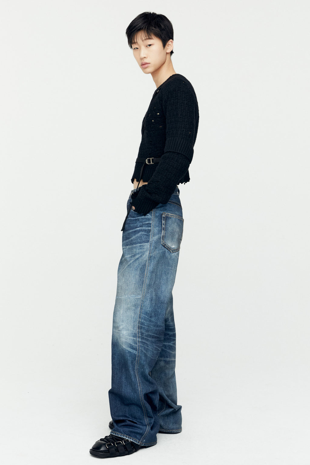 Andersson Bell - Trompe L'oeil Printed Denim Pants (Blue) product image 4 | TRAB K-Fashion Australia