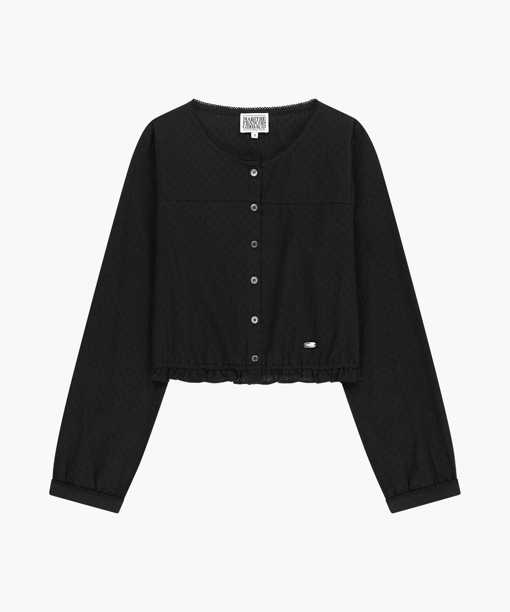 Marithe & Francois Girbaud - Lace Shirring Crop Blouse (Black) product image 6 | TRAB K-Fashion Australia