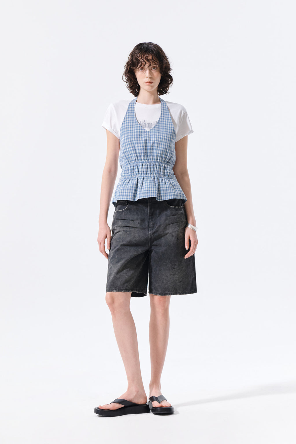 Matin Kim - Carpenter Bermuda Denim Pants (Charcoal) product image 9 | TRAB K-Fashion Australia