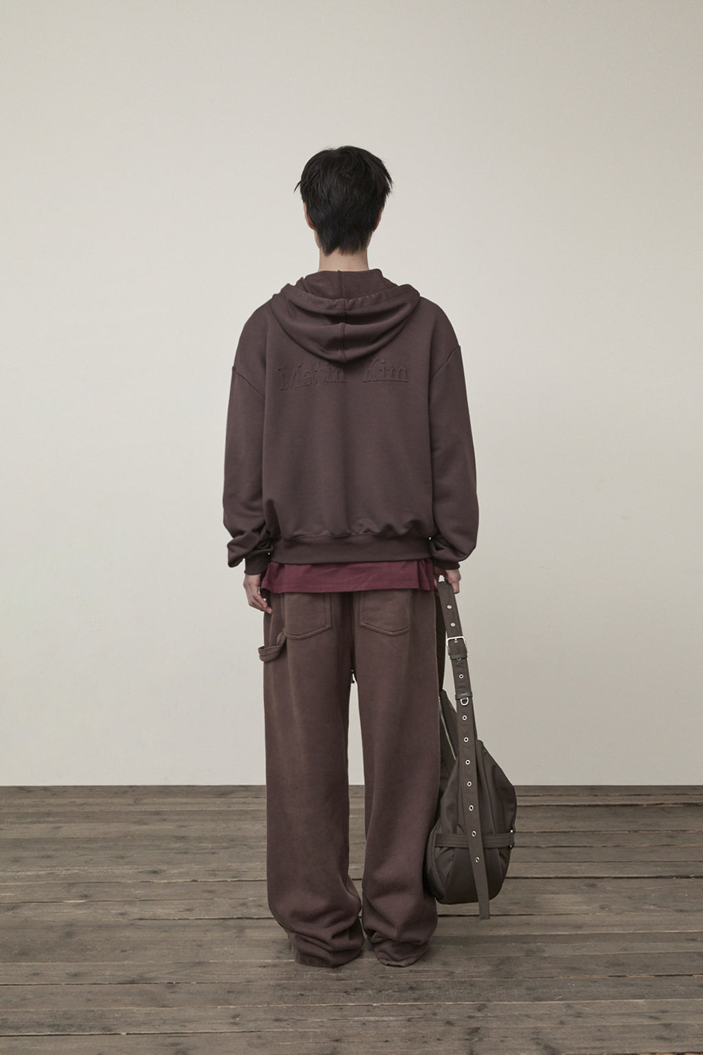 Matin Kim - Back Logo Glitter Hoody Zip Up (Brown) product image 7 | TRAB K-Fashion Australia