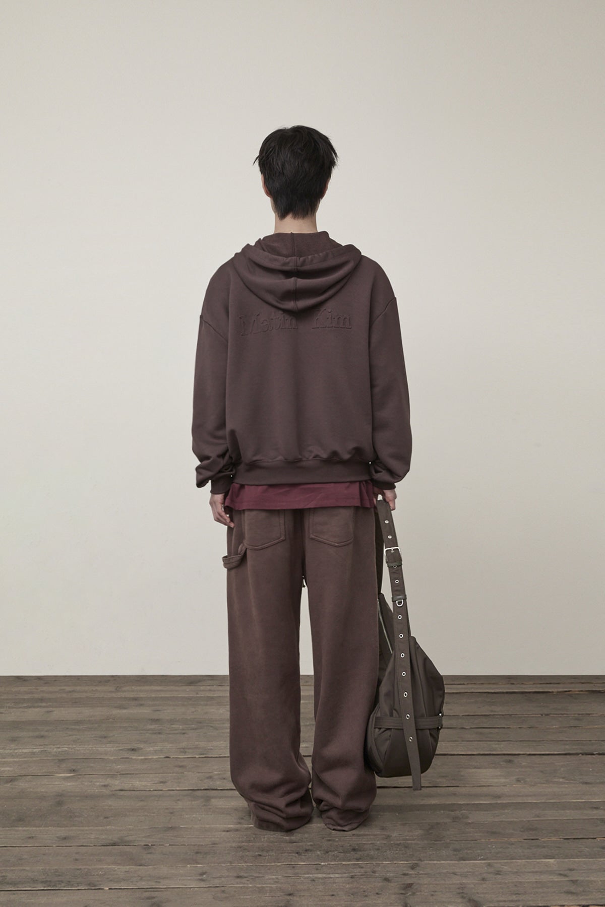 Matin Kim - Back Logo Glitter Hoody Zip Up (Brown) product image 7 | TRAB K-Fashion Australia
