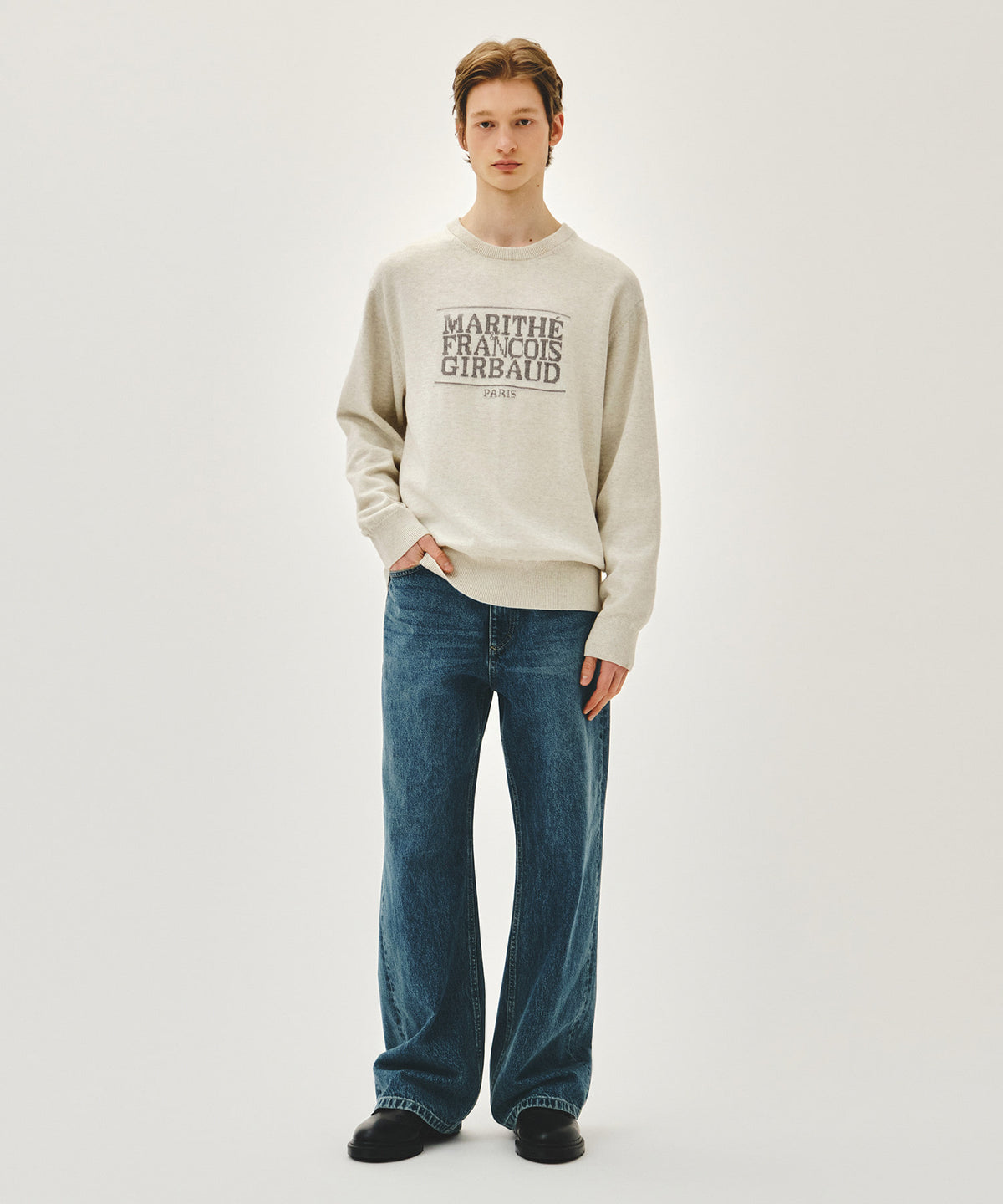 Marithe & Francois Girbaud - Classic Logo Knit Pullover (Ivory) product image 5 | TRAB K-Fashion Australia