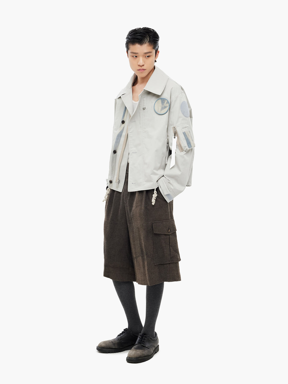 Jiyong Kim - Sun-Bleached Multi Pocket Half Trousers (Brown) product image 1 | TRAB K-Fashion Australia