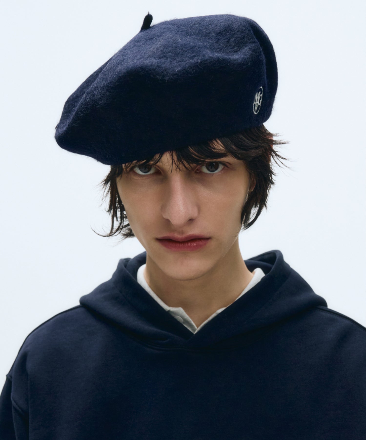 Marithe & Francois Girbaud - Circle Logo Embroidery Wool Beret (Navy) product image 4 | TRAB K-Fashion Australia