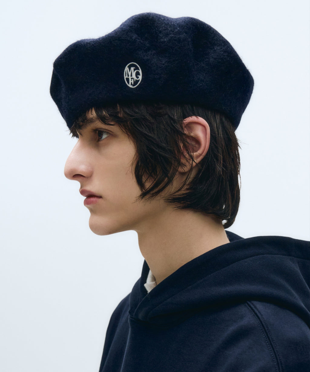 Marithe & Francois Girbaud - Circle Logo Embroidery Wool Beret (Navy) product image 5 | TRAB K-Fashion Australia