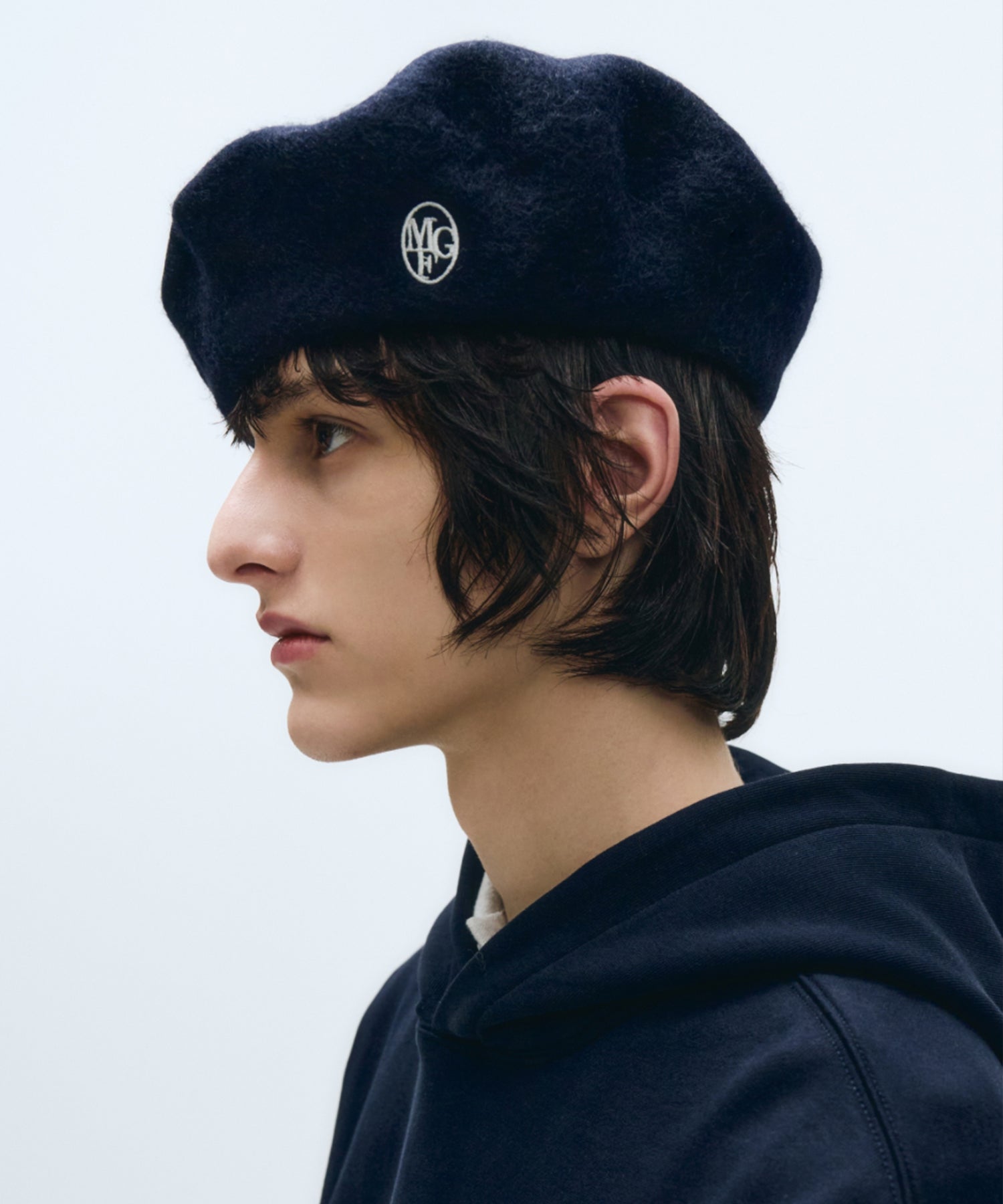 Marithe & Francois Girbaud - Circle Logo Embroidery Wool Beret (Navy) product image 5 | TRAB K-Fashion Australia