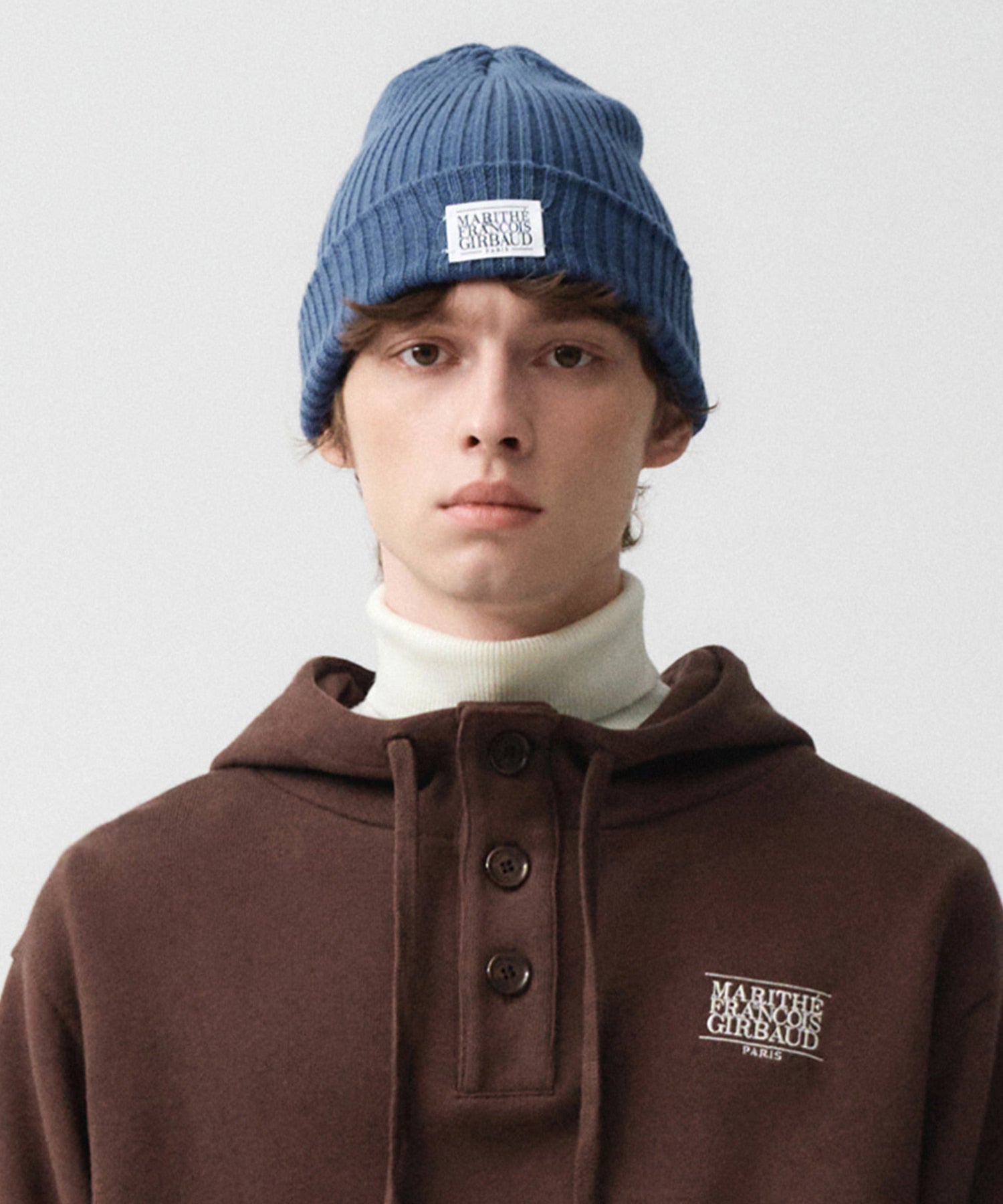 Marithe & Francois Girbaud - Classic Logo Beanie (Light Blue) product image 4 | TRAB K-Fashion Australia