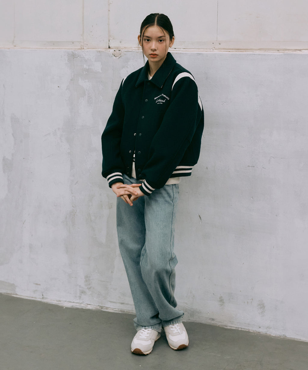 Marithe & Francois Girbaud - Chain Logo Varsity Jacket (Dark Green) product image 3 | TRAB K-Fashion Australia