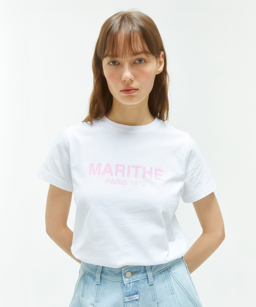 Marithe & Francois Girbaud - Regular Logo Tee (White/Pink) product image 1 | TRAB K-Fashion Australia
