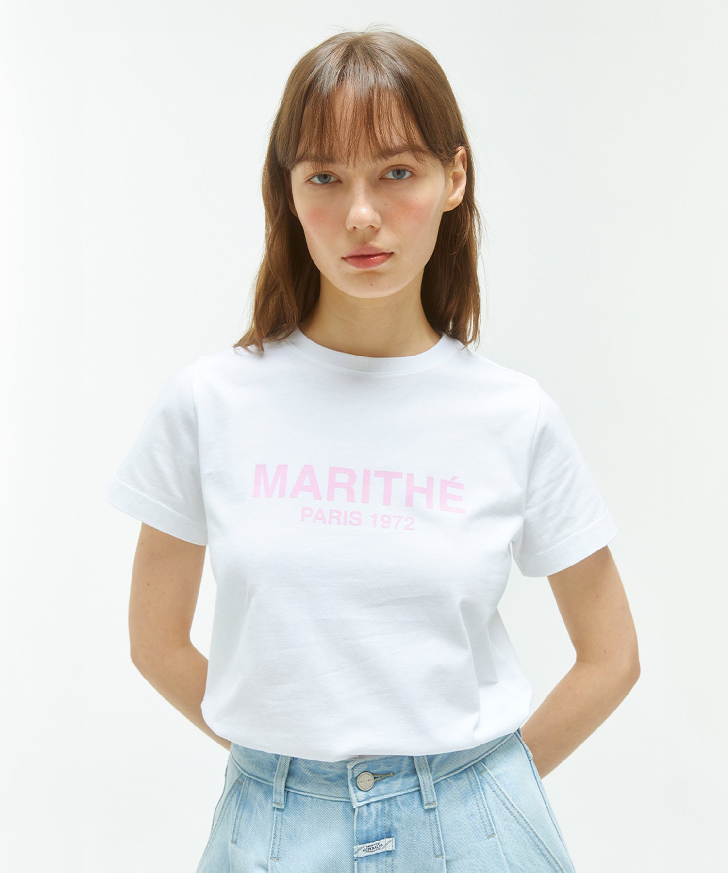 Marithe & Francois Girbaud - Regular Logo Tee (White/Pink) product image 1 | TRAB K-Fashion Australia