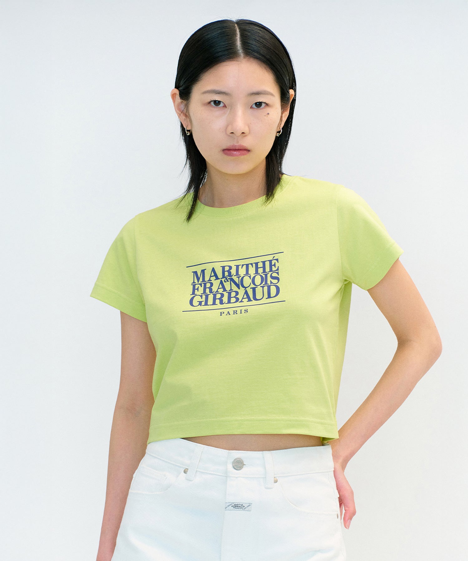 Marithe & Francois Girbaud - Classic Logo Crop Tee (Light Olive) product image 1 | TRAB K-Fashion Australia