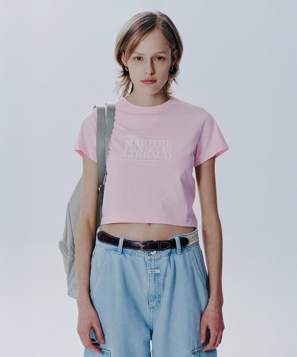 Marithe & Francois Girbaud - Classic Logo Crop Tee (Light Pink) product image 1 | TRAB K-Fashion Australia