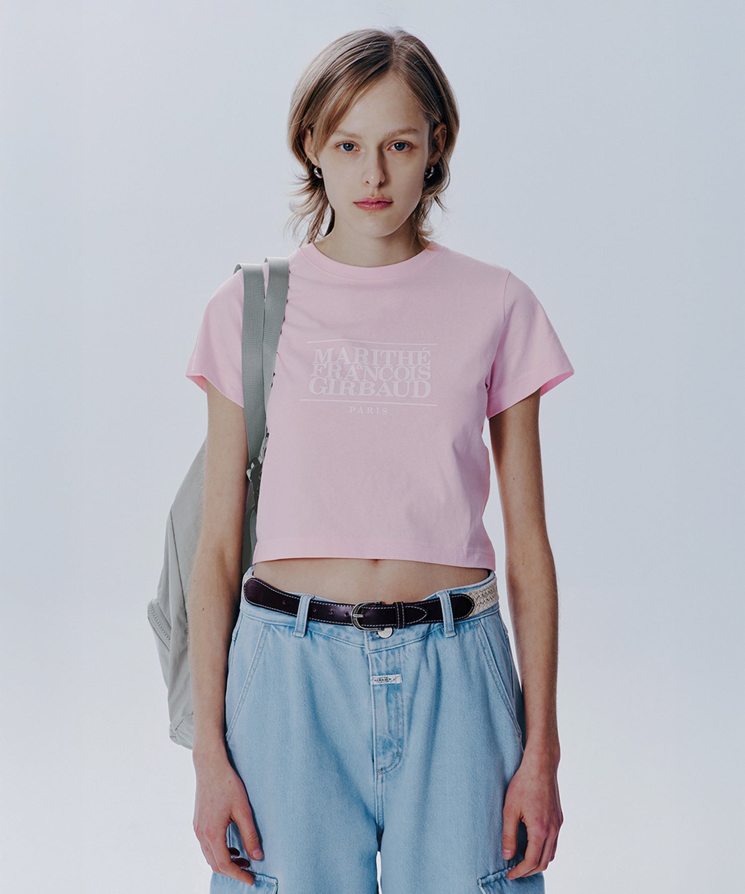 Marithe & Francois Girbaud - Classic Logo Crop Tee (Light Pink) product image 1 | TRAB K-Fashion Australia