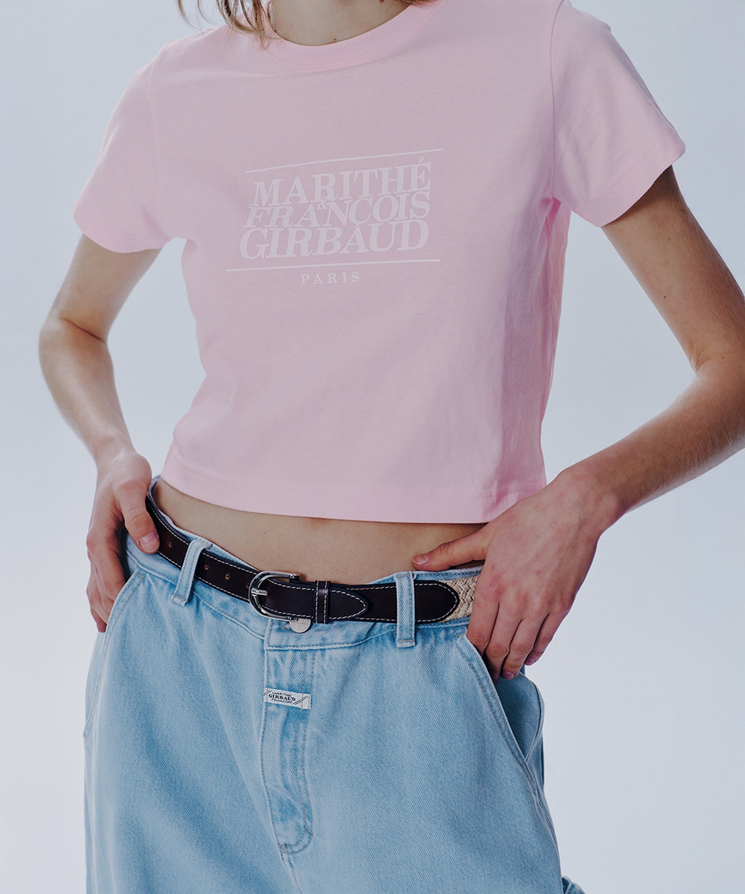 Marithe & Francois Girbaud - Classic Logo Crop Tee (Light Pink) product image 2 | TRAB K-Fashion Australia