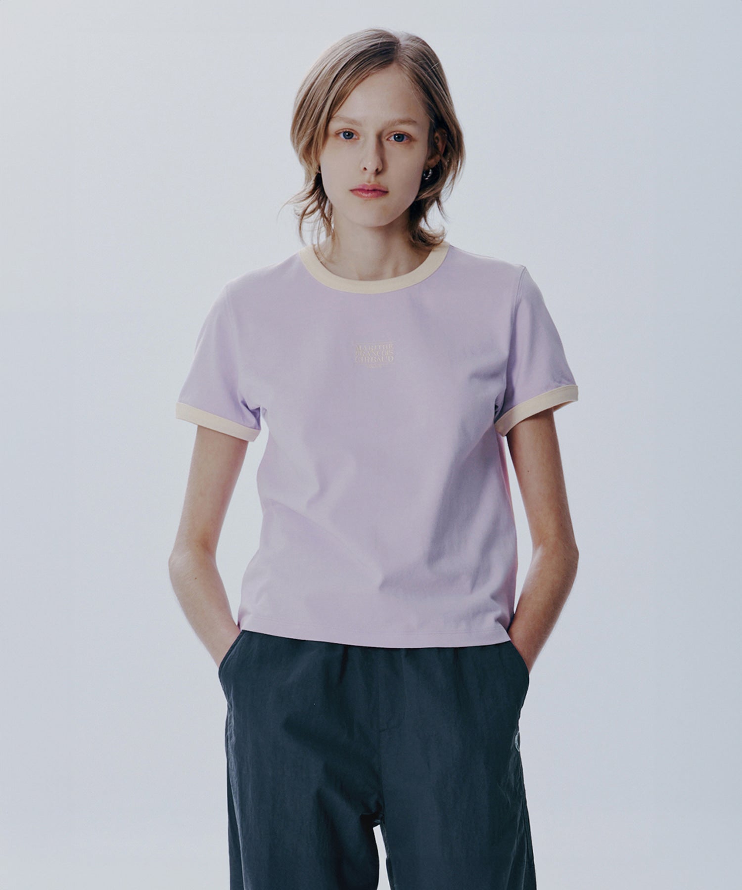 Marithe & Francois Girbaud - Classic Logo Ringer Tee (Light Purple) product image 1 | TRAB K-Fashion Australia