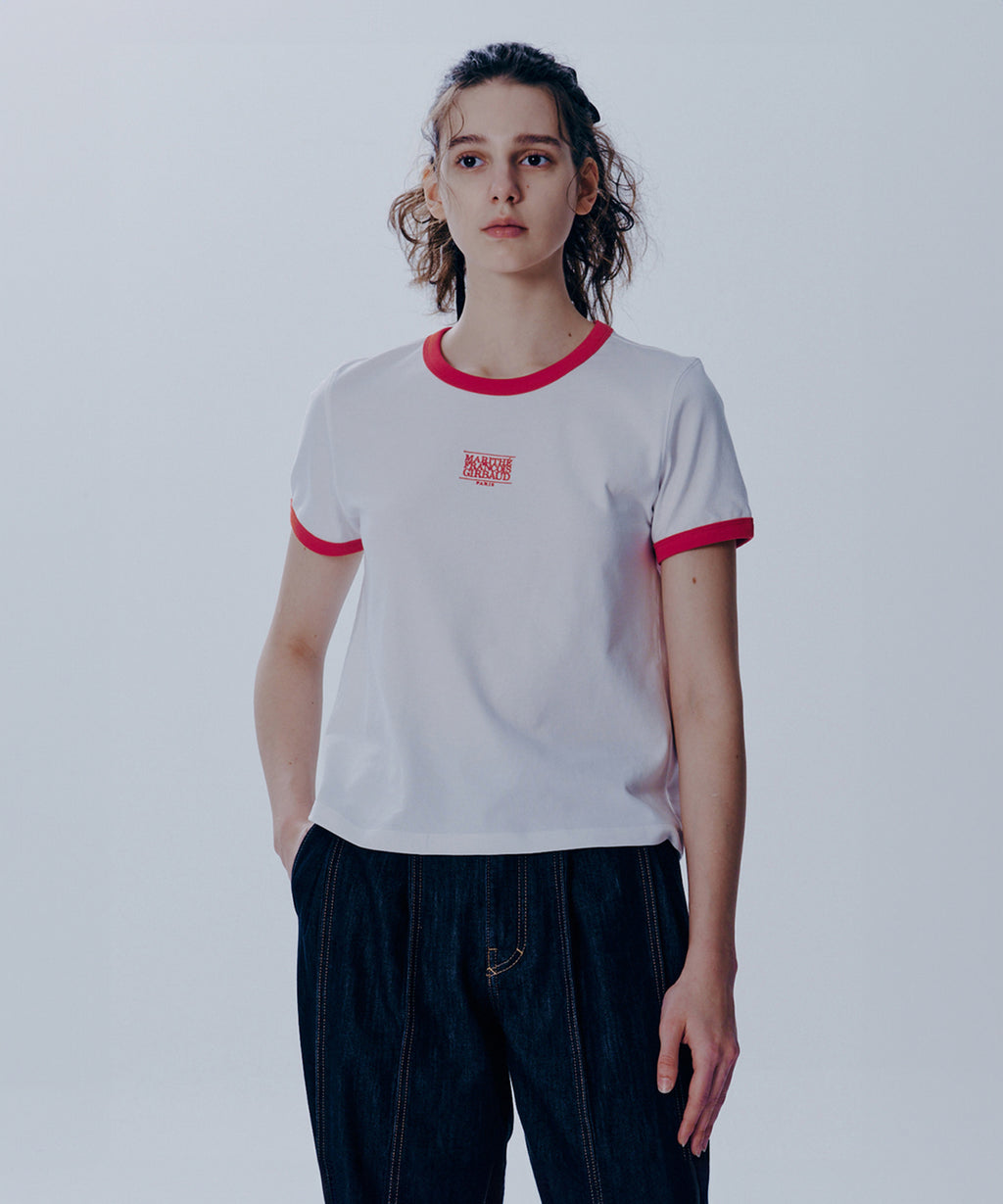 Marithe & Francois Girbaud - Classic Logo Ringer Tee (White/Red) product image 1 | TRAB K-Fashion Australia
