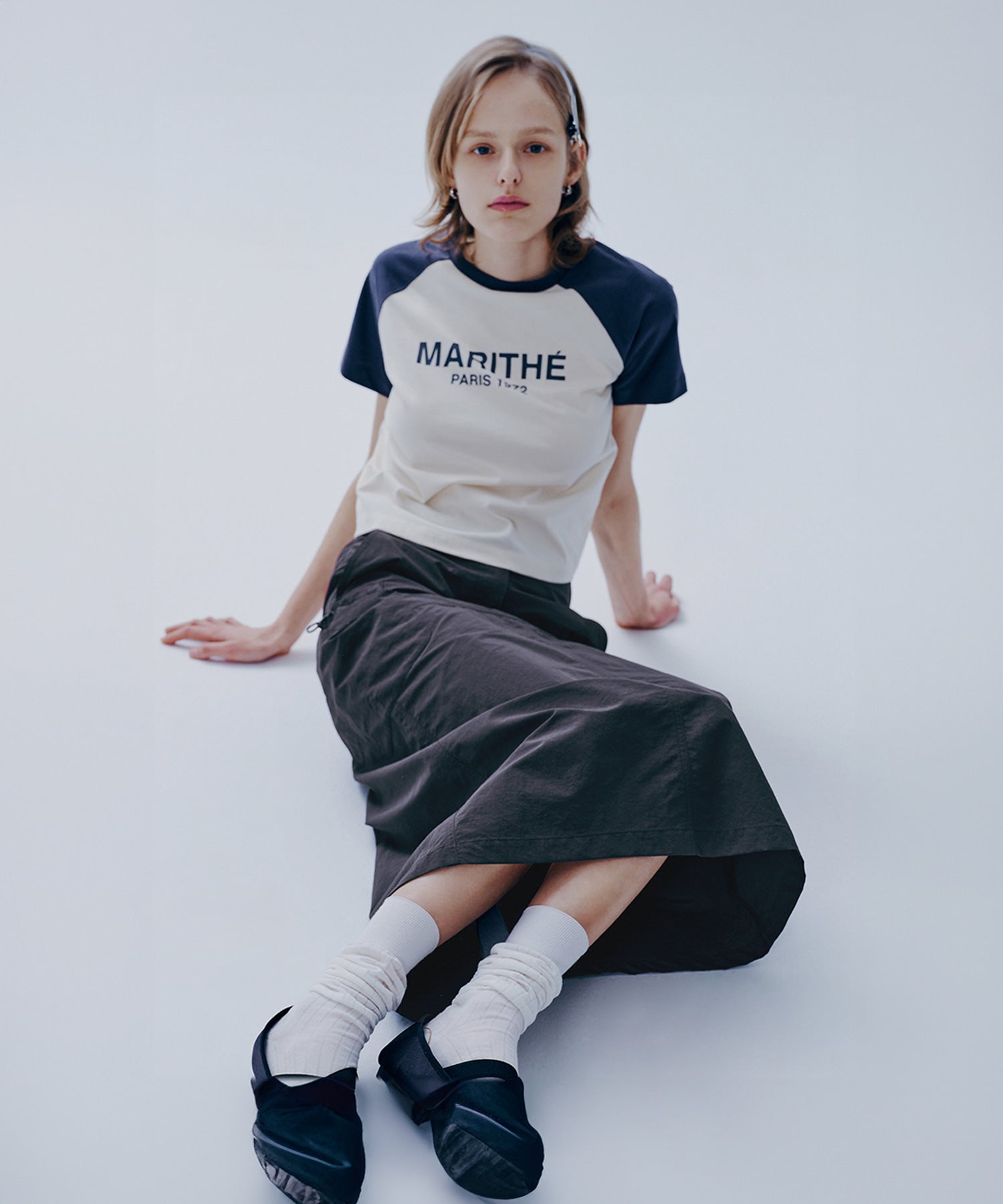 Marithe & Francois Girbaud - Raglan Regular Logo Tee (Navy) product image 1 | TRAB K-Fashion Australia