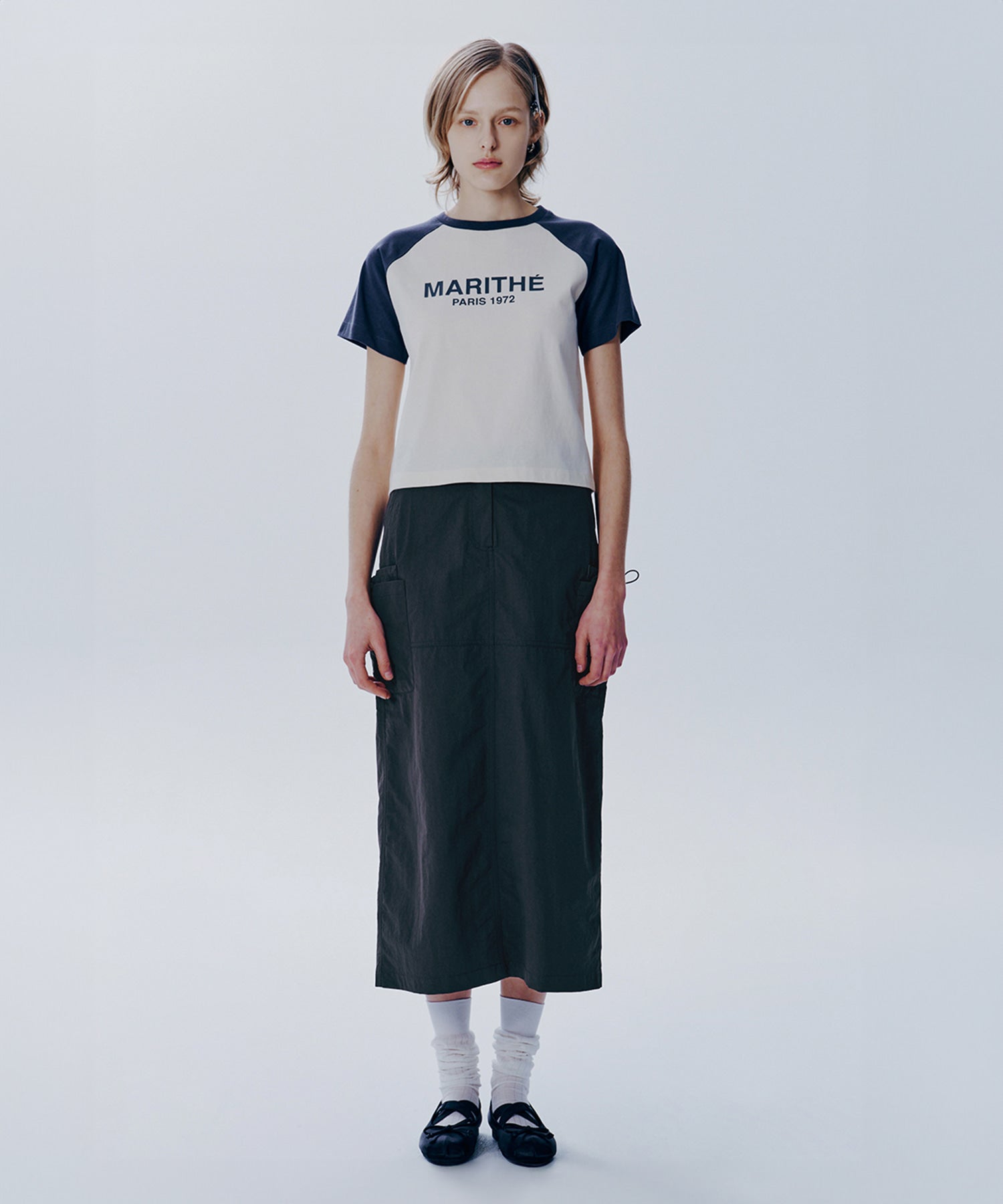 Marithe & Francois Girbaud - Raglan Regular Logo Tee (Navy) product image 2 | TRAB K-Fashion Australia