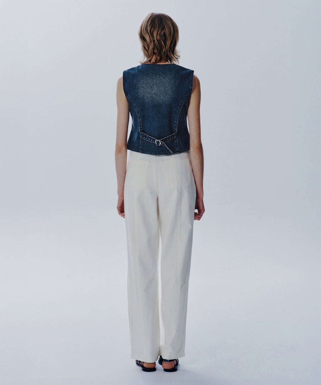 Marithe & Francois Girbaud - V-neck Button Denim Vest (Blue) product image 4 | TRAB K-Fashion Australia