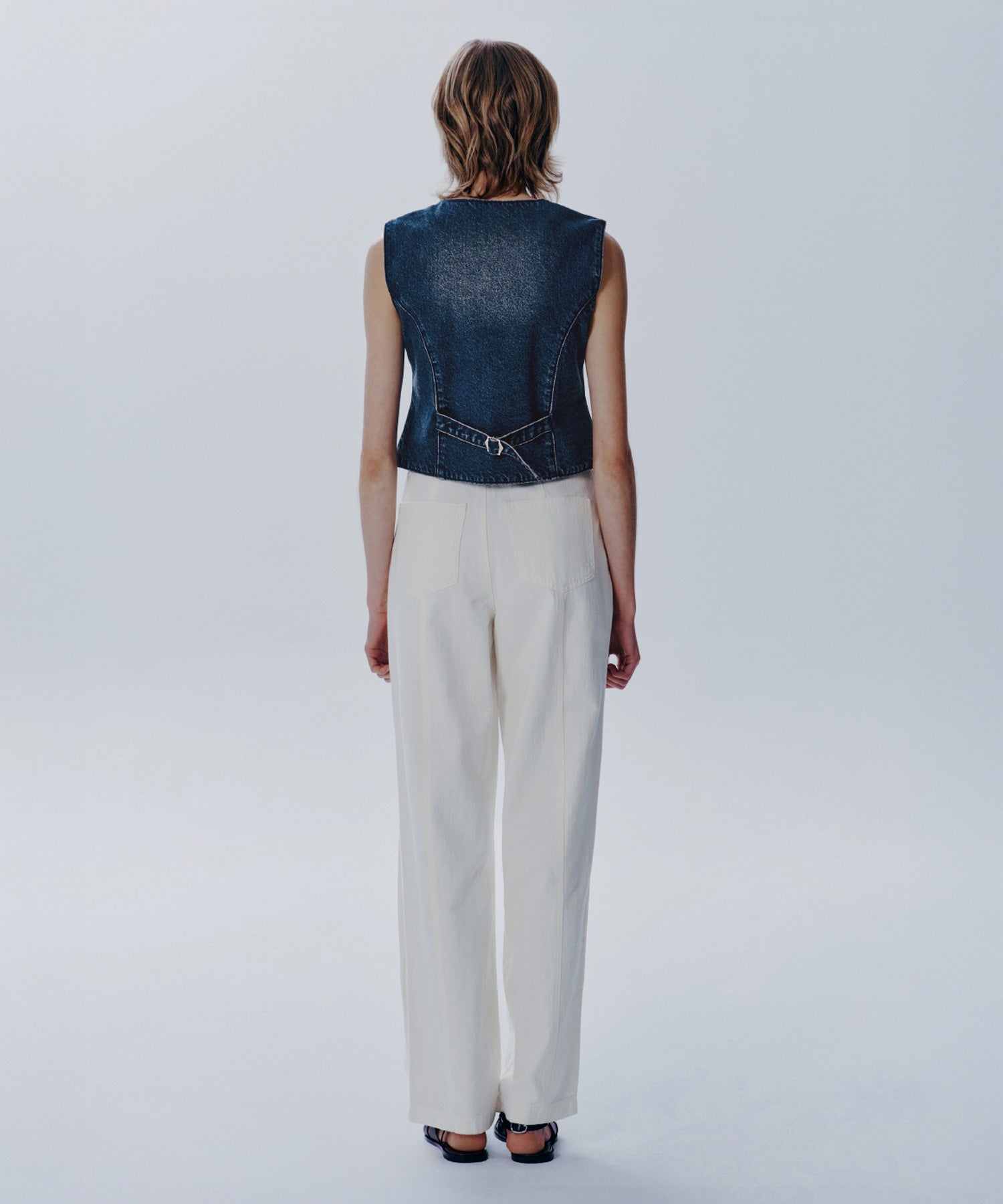 Marithe & Francois Girbaud - V-neck Button Denim Vest (Blue) product image 4 | TRAB K-Fashion Australia