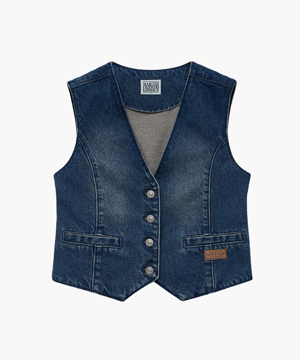 Marithe & Francois Girbaud - V-neck Button Denim Vest (Blue) product image 5 | TRAB K-Fashion Australia