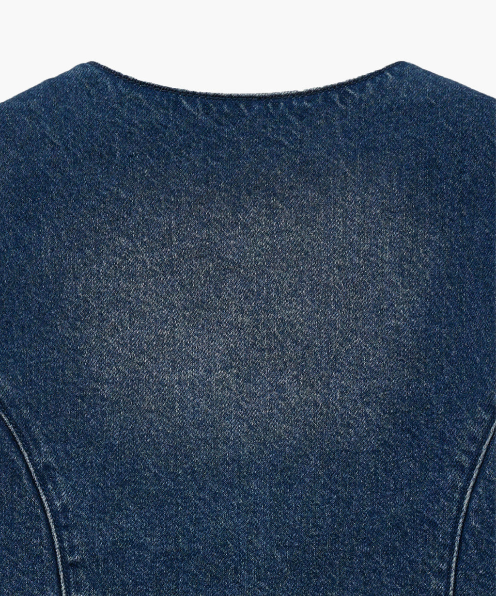 Marithe & Francois Girbaud - V-neck Button Denim Vest (Blue) product image 8 | TRAB K-Fashion Australia