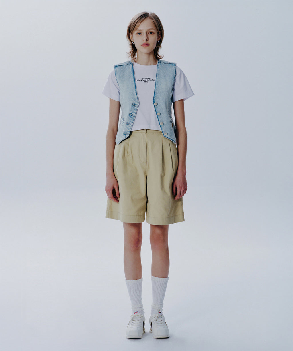 Marithe & Francois Girbaud - V-neck Button Denim Vest (Light Blue) product image 2 | TRAB K-Fashion Australia