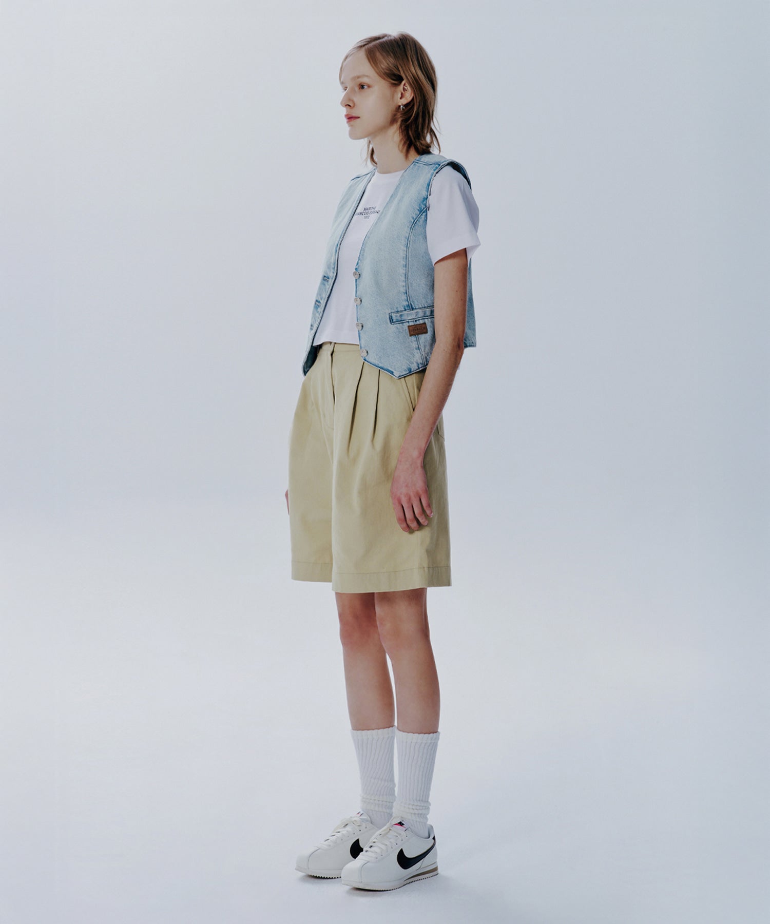 Marithe & Francois Girbaud - V-neck Button Denim Vest (Light Blue) product image 3 | TRAB K-Fashion Australia