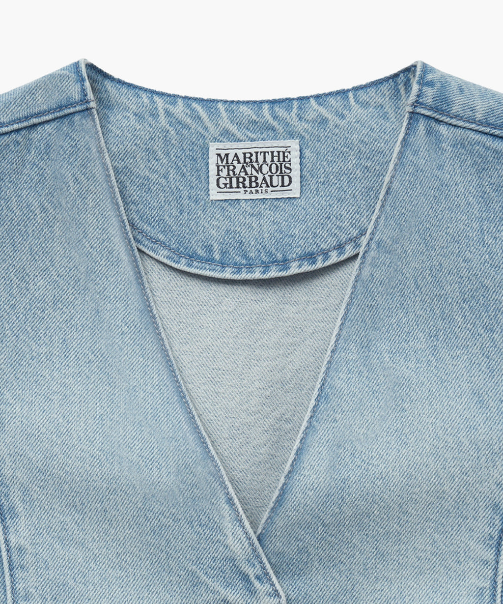Marithe & Francois Girbaud - V-neck Button Denim Vest (Light Blue) product image 7 | TRAB K-Fashion Australia