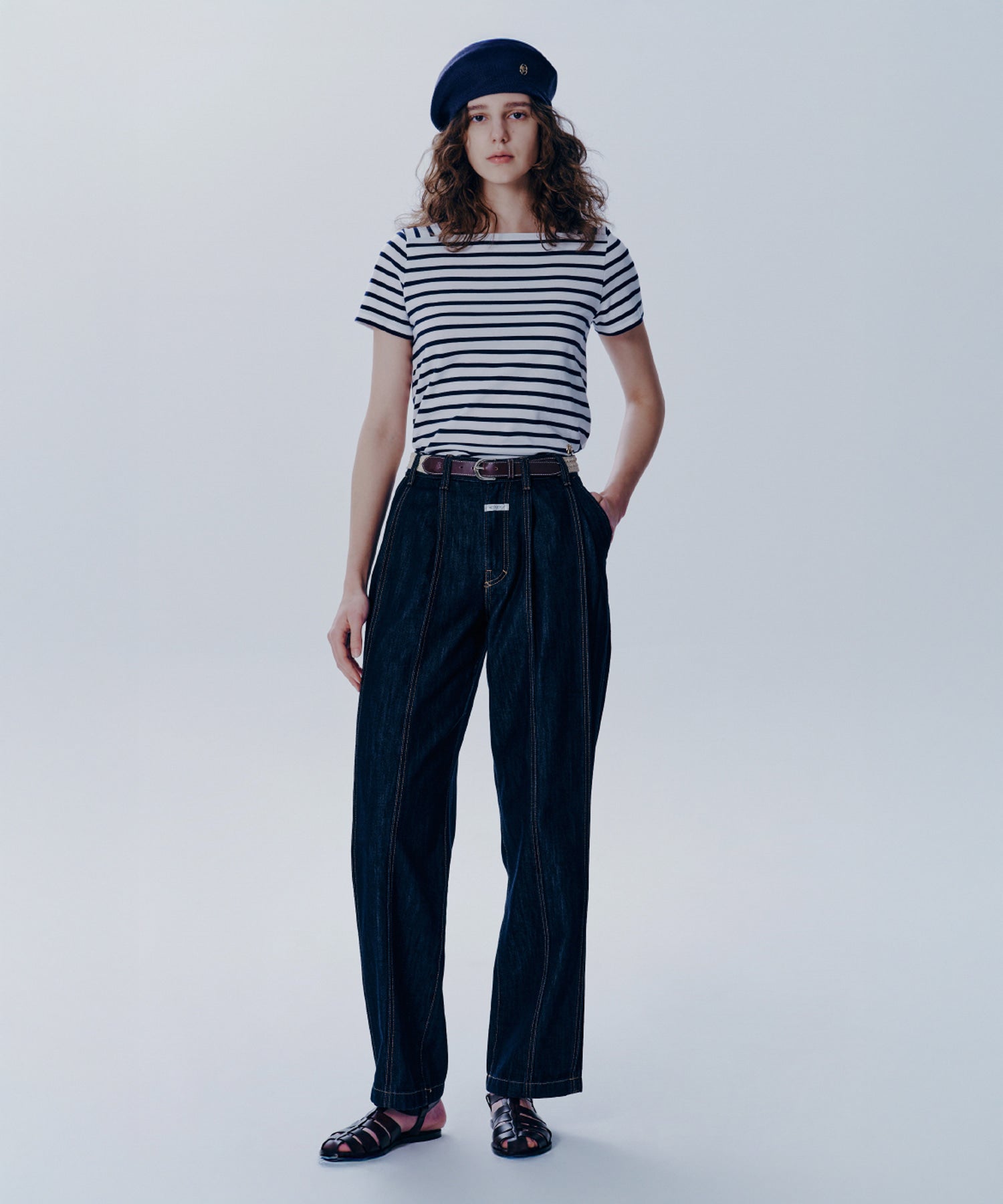 Marithe & Francois Girbaud - Tuck Wide Denim Pants (Dark Blue) product image 1 | TRAB K-Fashion Australia